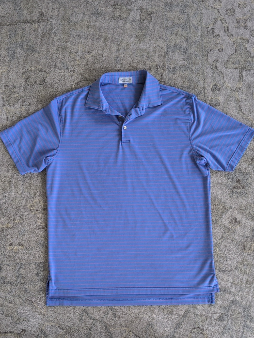 Peter Millar Blue Coral Striped Polo